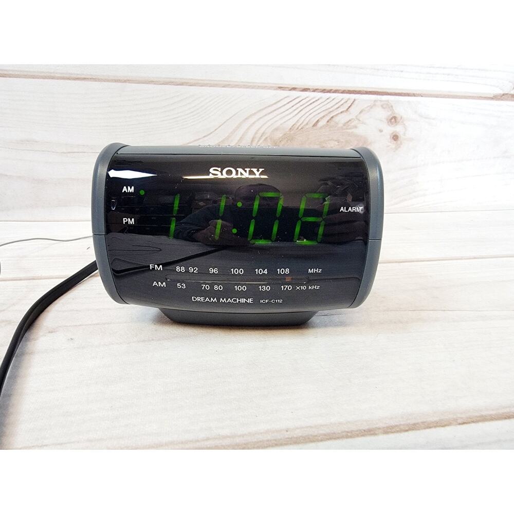 Vintage Sony Dream Machine AM/FM Clock Radio Dark Gray ICF-C112 TESTED